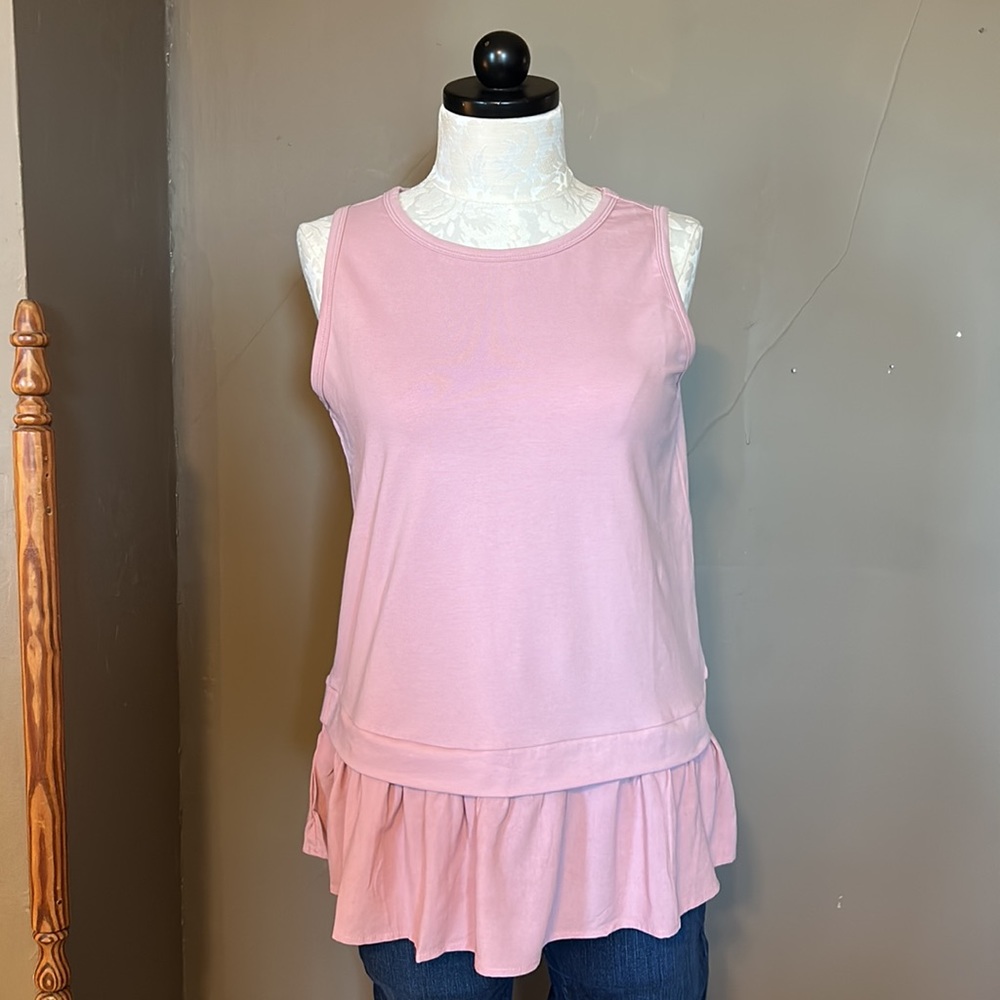 Rose Ruffle Bottom Tank